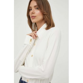 MICHAEL Michael Kors camasa femei, culoarea bej, cu guler clasic, regular de firma originala
