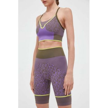 adidas by Stella McCartney pantaloni scurți de antrenament culoarea violet, modelator, high waist de firma originali