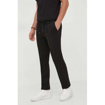 Armani Exchange pantaloni barbati, culoarea negru, cu fason chinos
