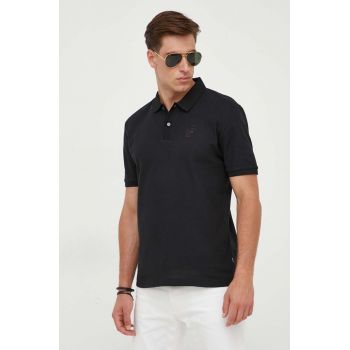 BOSS polo de bumbac culoarea negru, neted