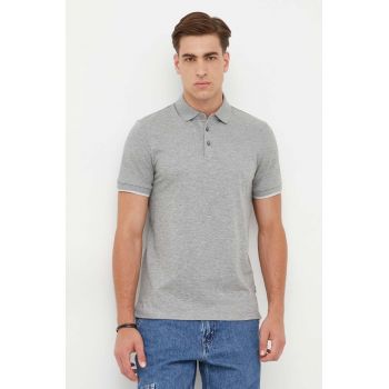 BOSS tricou polo barbati, culoarea gri, melanj