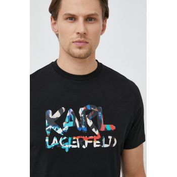 Karl Lagerfeld tricou din bumbac culoarea negru, cu imprimeu