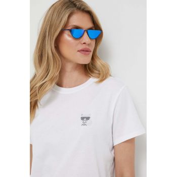 Karl Lagerfeld tricou din bumbac Ikonik Mini Choupette Rs Tee culoarea alb
