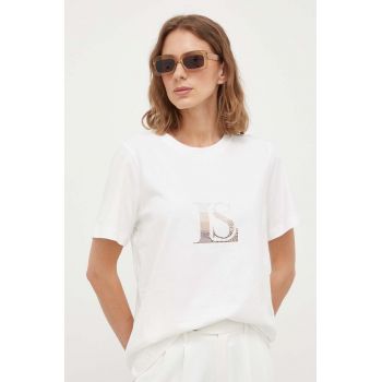 Luisa Spagnoli tricou din bumbac culoarea bej