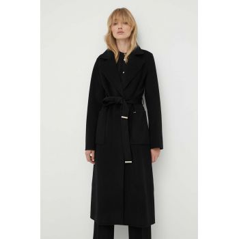 MICHAEL Michael Kors palton de lana culoarea negru, de tranzitie