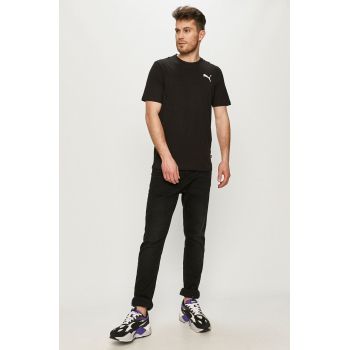 Puma tricou din bumbac bărbați, culoarea negru, uni 586668