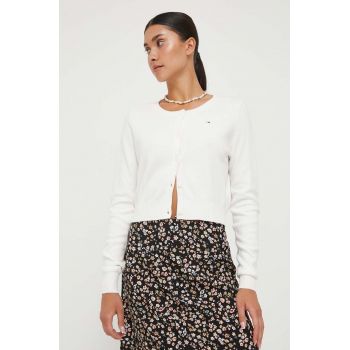 Tommy Jeans cardigan femei, culoarea bej, light