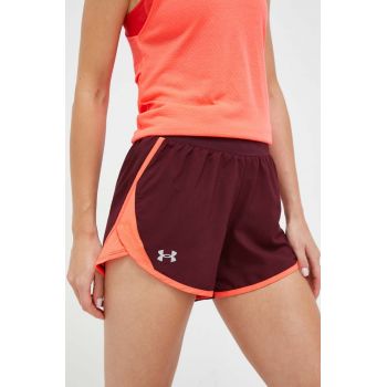 Under Armour pantaloni scurți de alergare Fly-By 2.0 culoarea bordo, neted, medium waist ieftini