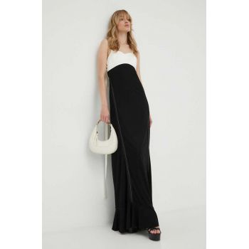 Victoria Beckham rochie culoarea negru, maxi, evazati