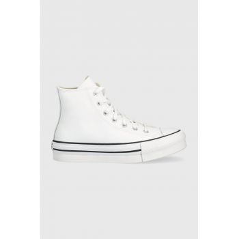 Converse tenisi de piele pentru copii Chuck Taylor All Star Eva Lift culoarea alb