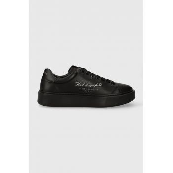 Karl Lagerfeld sneakers din piele MAXI KUP culoarea negru, KL52223