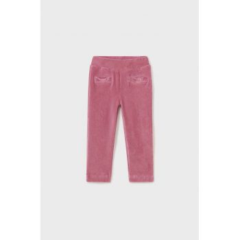 Mayoral pantaloni din catifea pentru copii culoarea roz, neted de firma originali