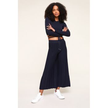 Pantaloni culotte tricotati plisat