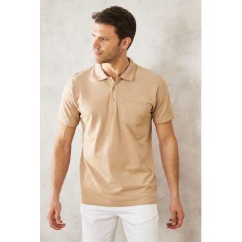 Tricou polo regular fit cu buzunar pe piept