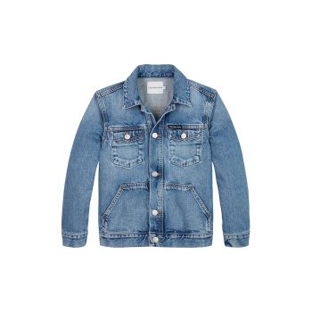 Jacheta de denim cu aspect decolorat