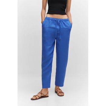 Pantaloni crop de in cu snur