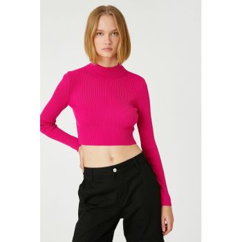 Pulover crop cu aspect striat