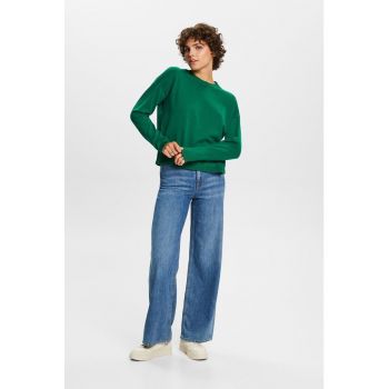 Pulover din tricot fin cu maneci cazute