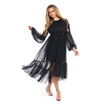 Rochie midi cu strat semitransparent