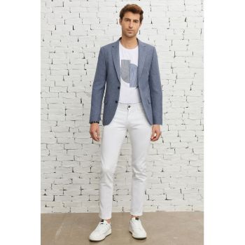 Sacou slim fit cu revere decupate