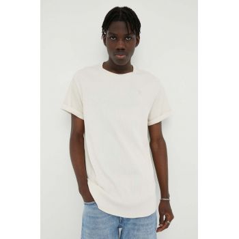 G-Star Raw tricou barbati, culoarea bej, neted