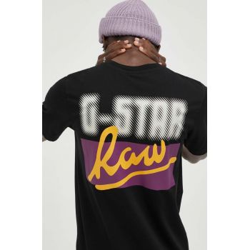 G-Star Raw tricou din bumbac culoarea negru, cu imprimeu