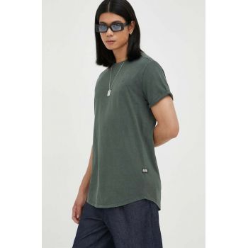 G-Star Raw tricou din bumbac culoarea verde, neted