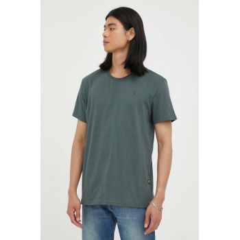 G-Star Raw tricou din bumbac barbati, culoarea verde, neted