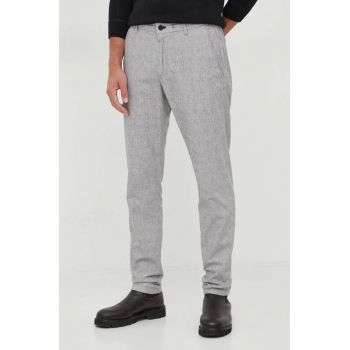 Joop! pantaloni din amestec de in culoarea gri, cu fason chinos