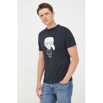 Karl Lagerfeld tricou din bumbac culoarea albastru marin, cu imprimeu