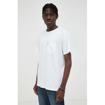 Levi's tricou din bumbac culoarea alb, neted