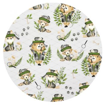 Salteluta pentru carucior MimiNu reversibila 78 x 34 cm Minky Detective Natural