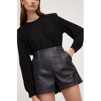 Answear Lab pantaloni scurti X limited collection NO SHAME femei, culoarea negru, neted, high waist
