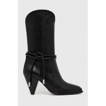 BOSS cizme de piele Denise femei, culoarea negru, cu toc drept, 50488713
