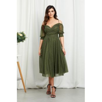 Rochie Rosalinda Kaki ieftina la reducere Rochie Rosalinda Kaki ieftina la reducere