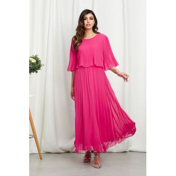 Rochie eleganta din voal plisat Valentina Ciclam ieftina