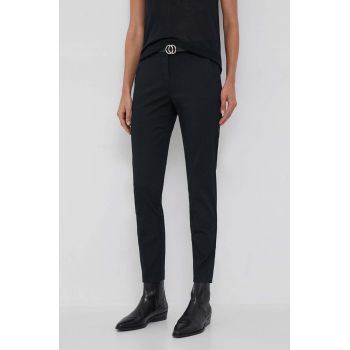 Sisley pantaloni femei, culoarea negru, drept, medium waist