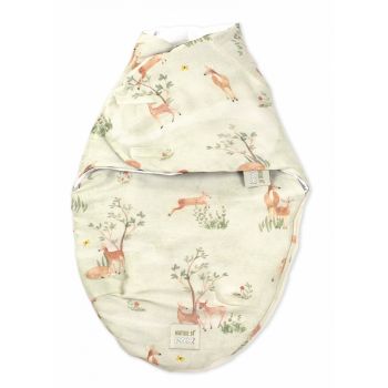 Sistem de infasare bambus inchidere velcro Baby swaddle Caprioare + cadou rucsacel