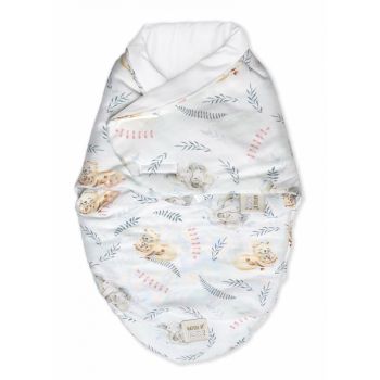 Sistem de infasare bambus inchidere velcro Baby swaddle Safari + cadou rucsacel