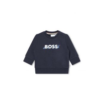 BOSS bluza copii culoarea albastru marin, cu imprimeu de firma original