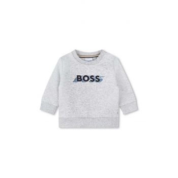 BOSS bluza copii culoarea gri, cu imprimeu de firma original