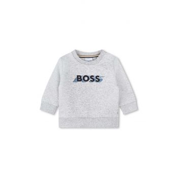 BOSS bluza copii culoarea gri, cu imprimeu