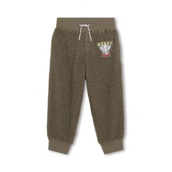 Kenzo Kids pantaloni de trening pentru copii culoarea verde, cu imprimeu