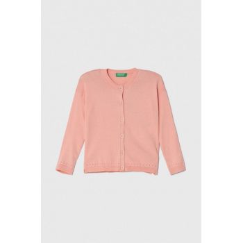 United Colors of Benetton cardigan copii culoarea roz, light de firma original