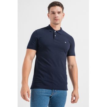 Tricou polo regular fit cu aspect pique