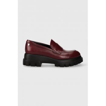 AGL mocasini de piele IDA femei, culoarea bordo, cu platforma, D756022PHSIRIO0313 de firma originali