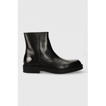 Karl Lagerfeld ghete de piele KRAFTMAN barbati, culoarea negru, KL11440