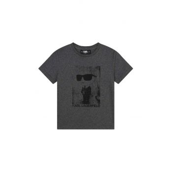 Karl Lagerfeld tricou de bumbac pentru copii culoarea gri, cu imprimeu
