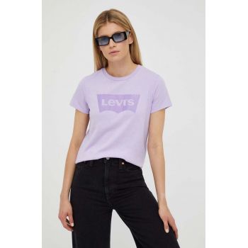 Levi's tricou din bumbac culoarea violet