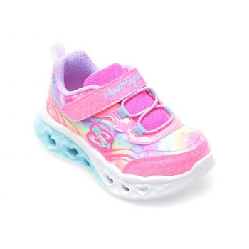 Pantofi SKECHERS multicolor, FLUTTER HEART LIGHTS, din piele ecologica